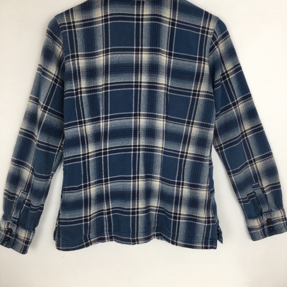Patagonia Women's Fjord Flannel Button Up Shirt Organic Cotton Blue Plaid Sz 2 - Picture 10 of 12